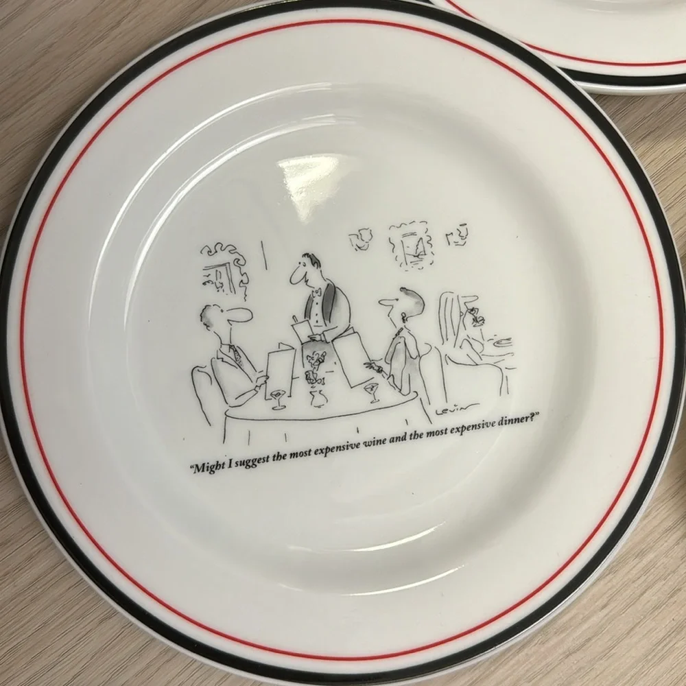 Restoration hardware New Yorker plate set cartoons 5 PC RESTORATION HARDWARE